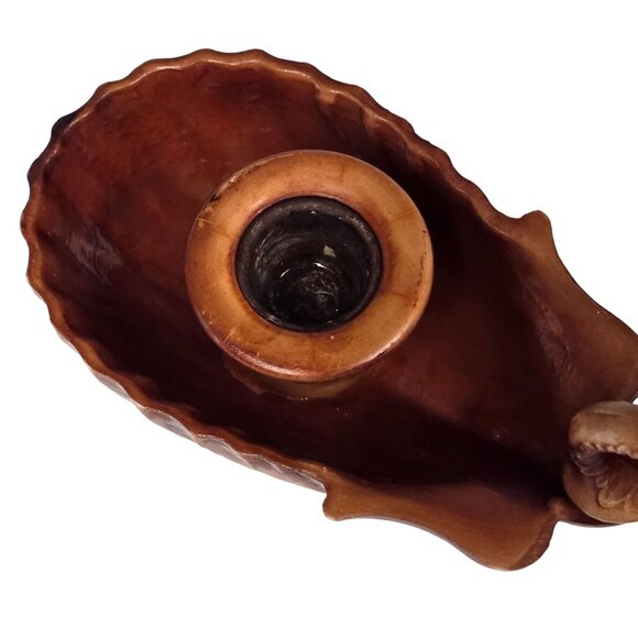 Vintage Wood Tone Swan Hard Plastic Votive Candle Holder 6x3 Made in Italy - Picture 7 of 11